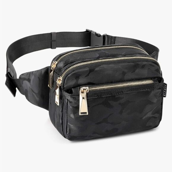 Zorfin Camo Black Fanny Pack Waist Bag - Picture 1 of 9